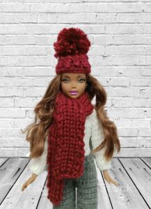 Barbie gorro y bufanda pompon